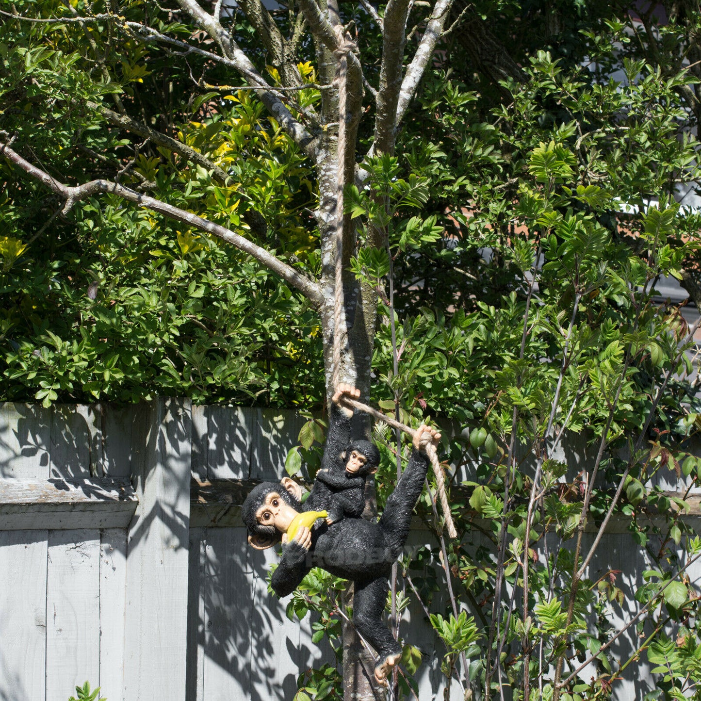 Rope Hanging Black Monkey With Baby Garden Tree Ornament