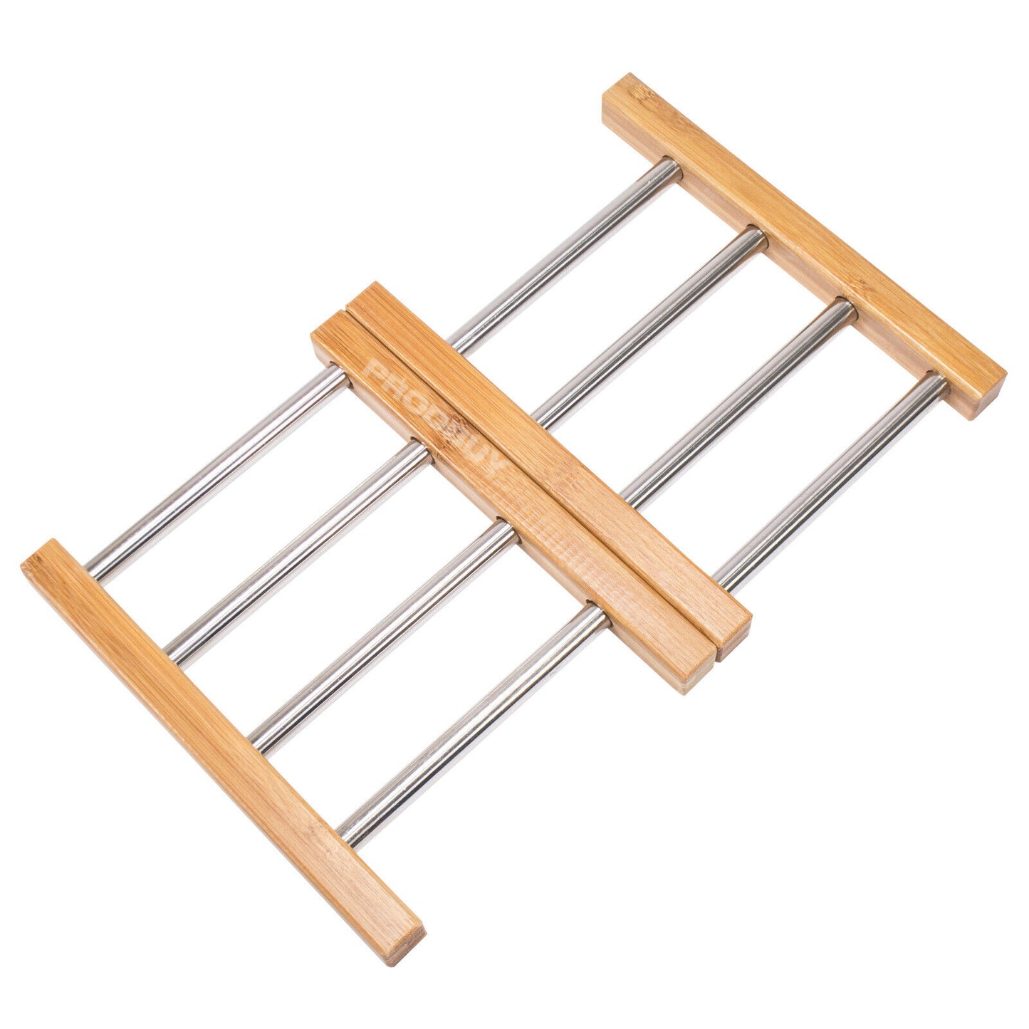 Extendable Kitchen Trivet Stainless Steel & Bamboo Wood