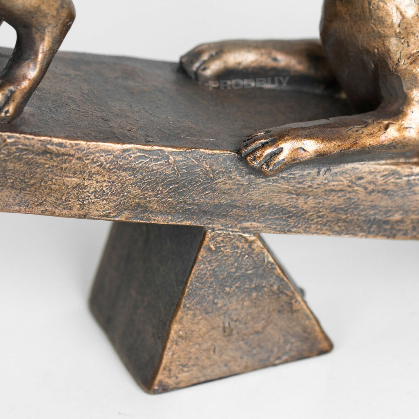 Dogs Playing On Seesaw Ornament Aged Bronze Colour