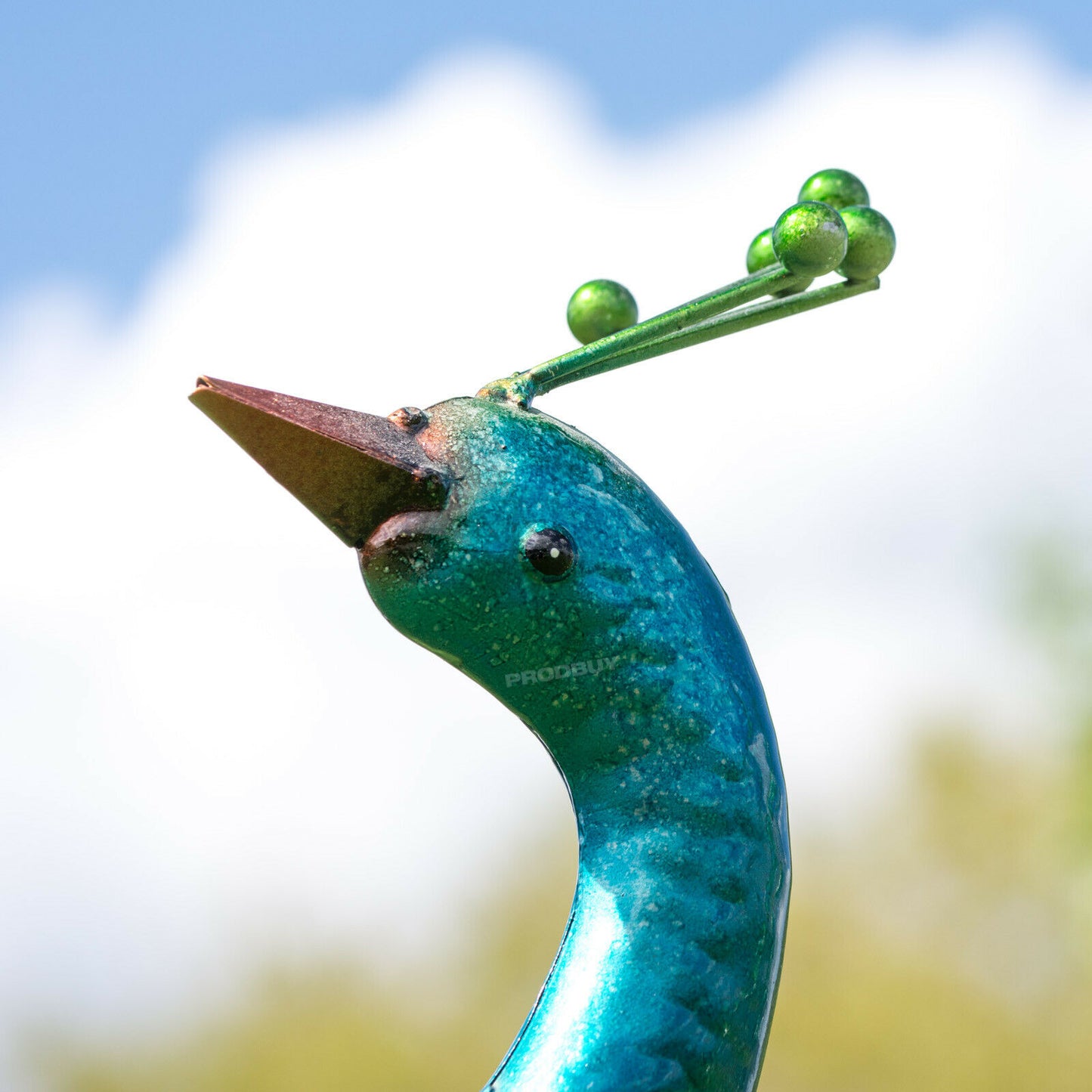 Large 56cm Green Metal Peacock Garden Ornament