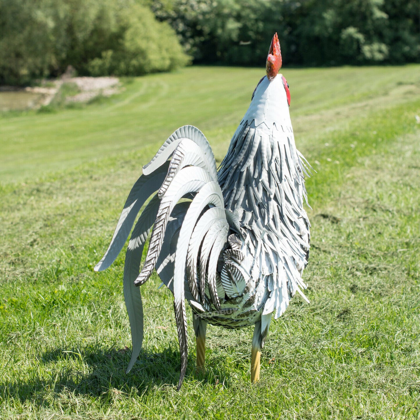 Large Metal Chicken Ornament Garden Rooster Sculpture