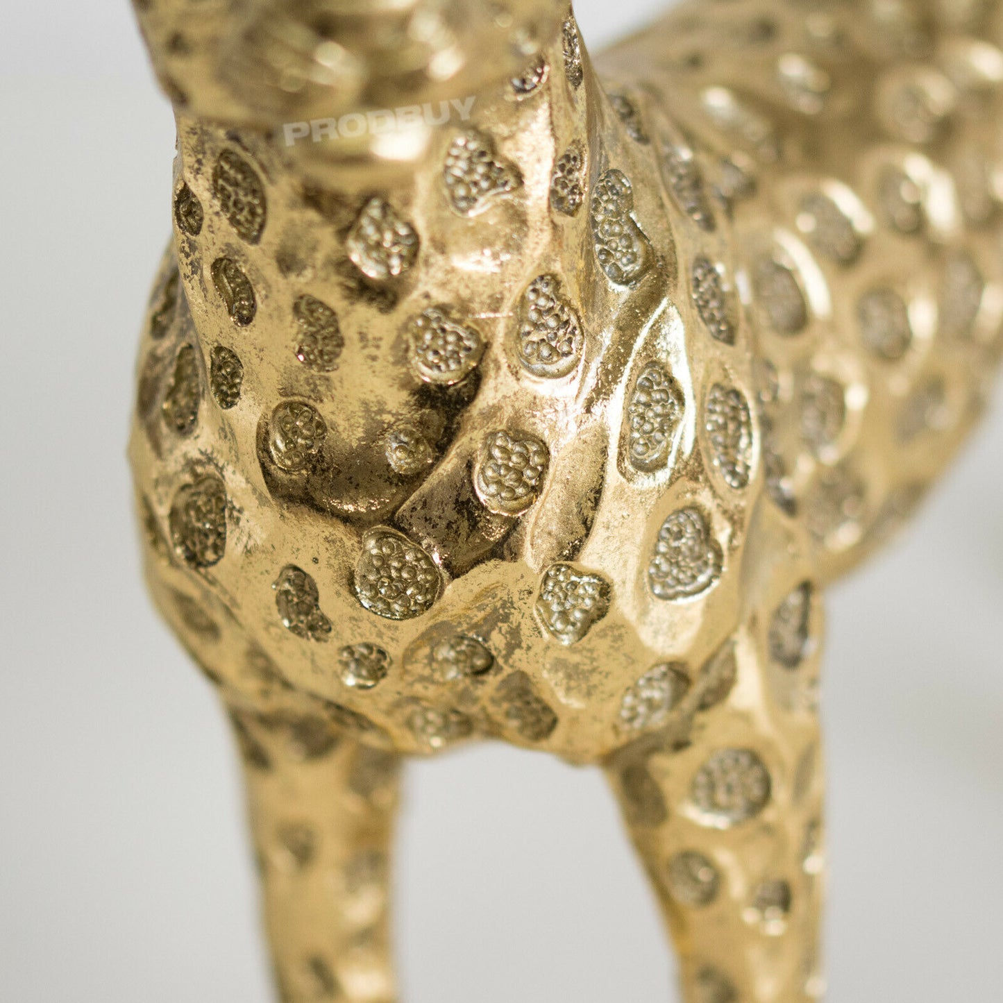 Gold Standing Resin Leopard 20cm Wild Cat Ornament