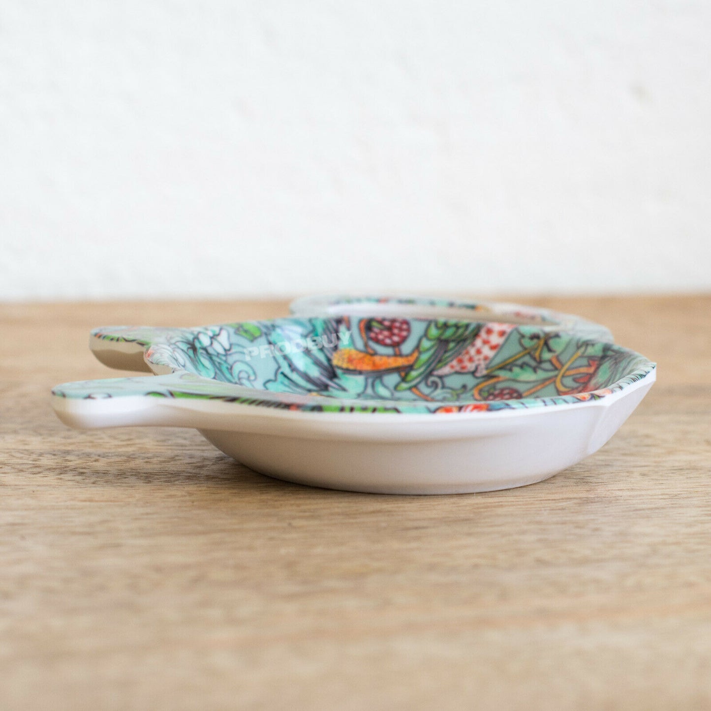 2 Piece William Morris Teal Strawberry Thief Tea Bag Tidy & Spoon Rest Set