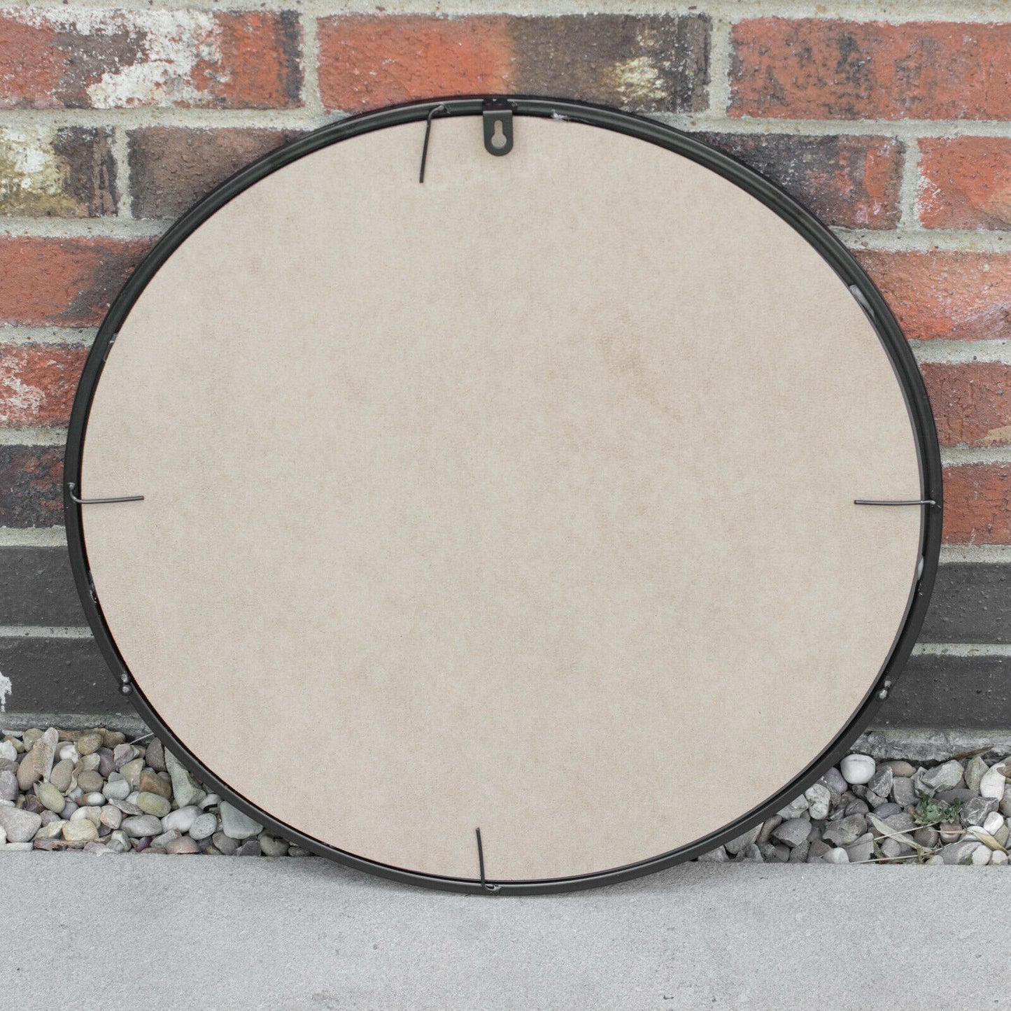 Stags & Tree Round 50cm Black Metal Garden Mirror