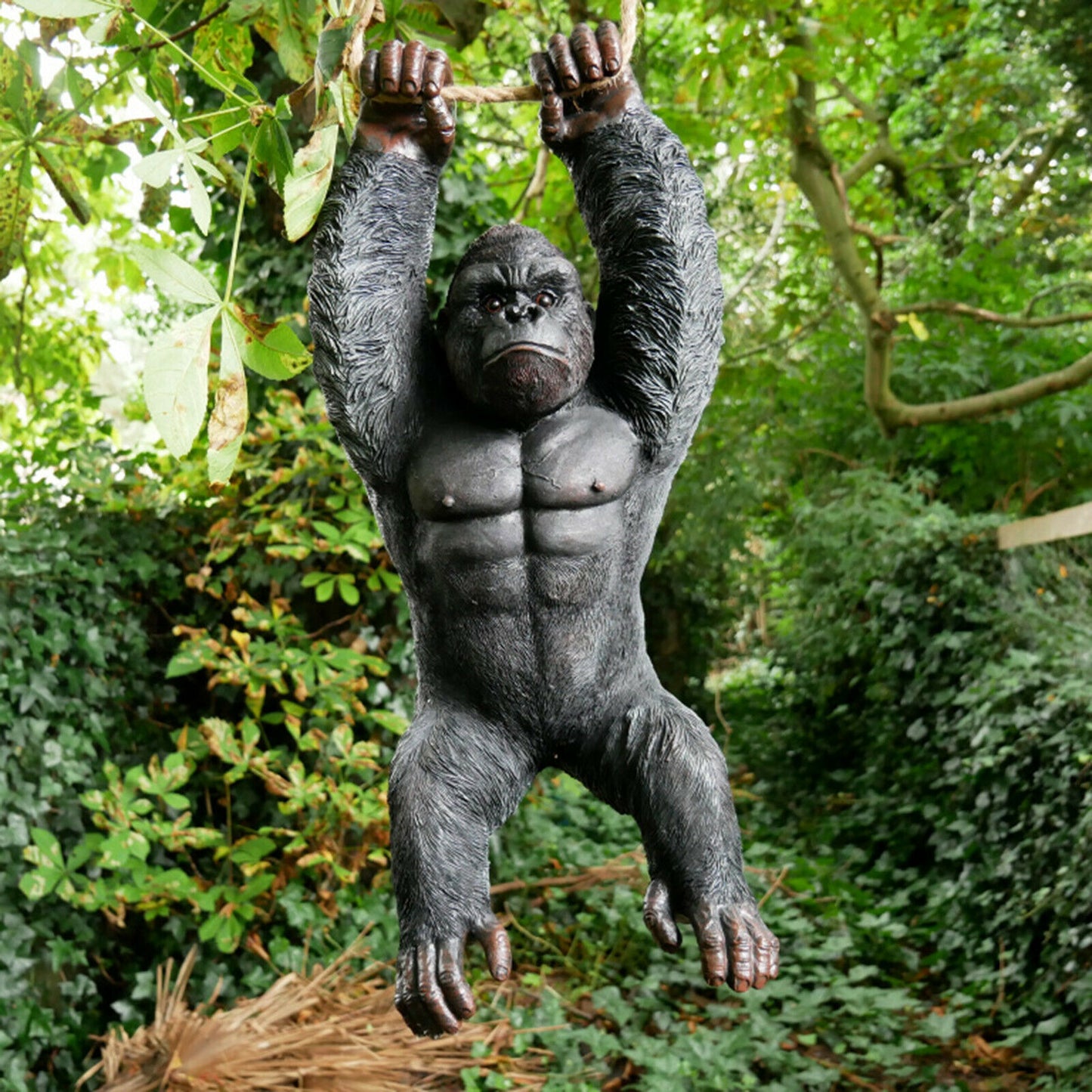 Hanging Black Gorilla Garden Rope Swinging Ornament