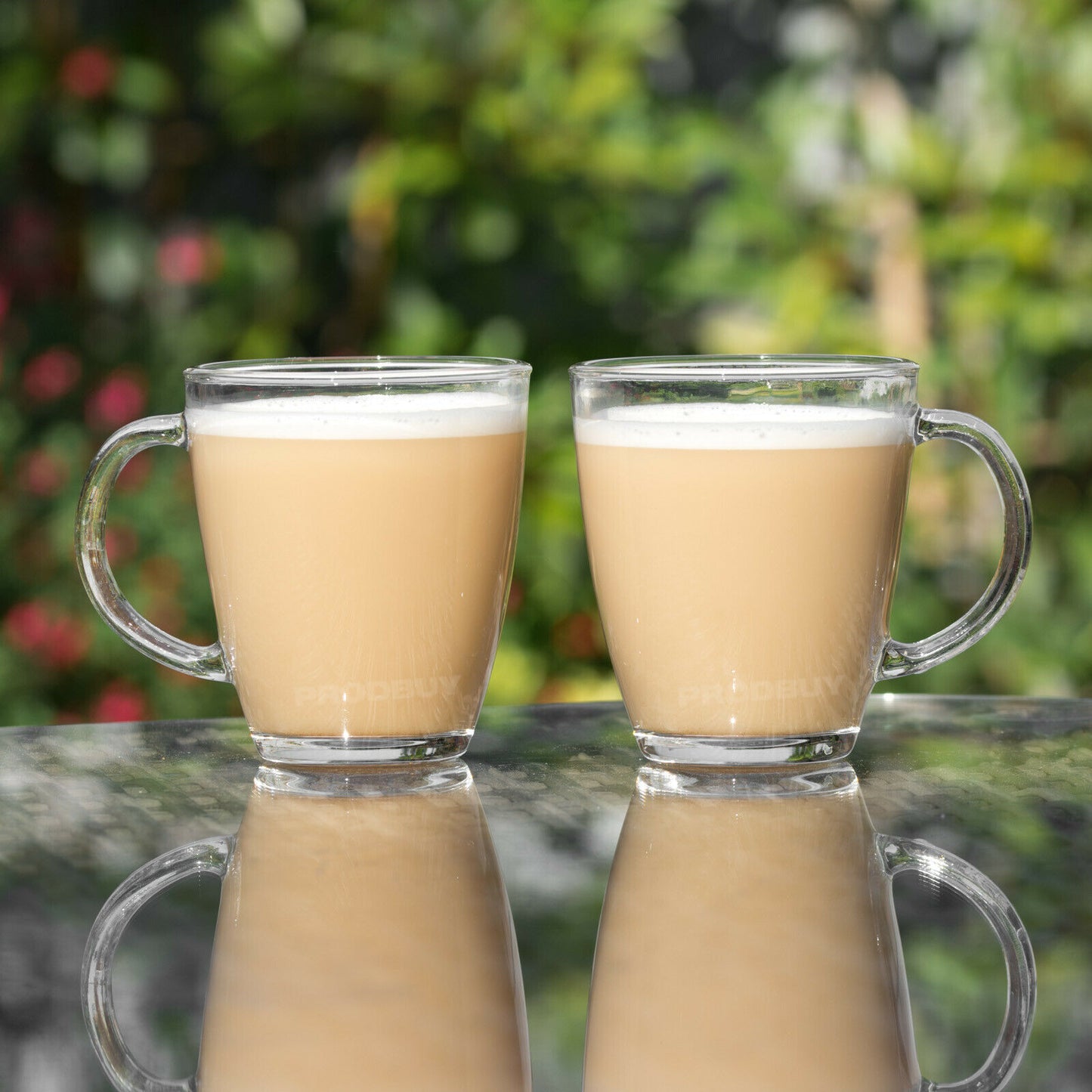 Set of 4 Clear Glass Coffee Mugs 300ml