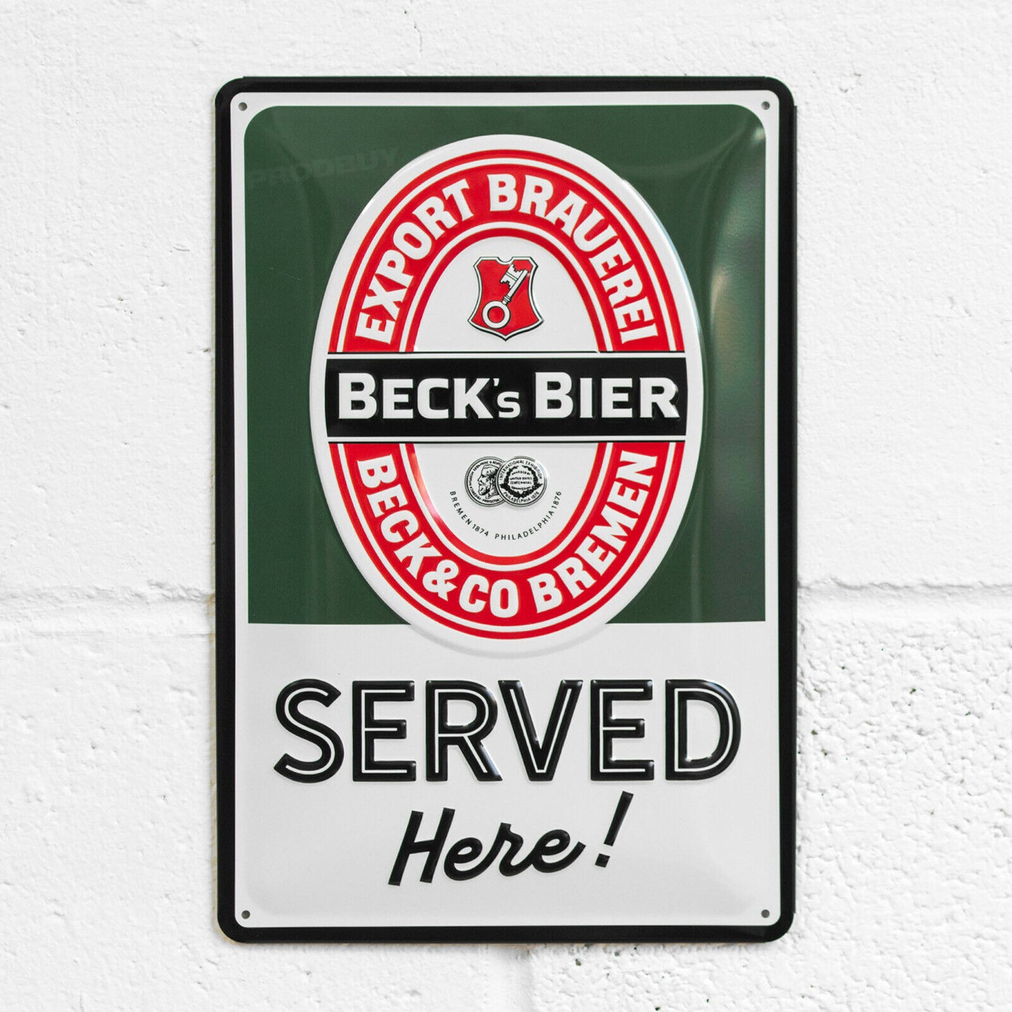 'Beck's Bier Served Here' 30cm Metal Wall Sign