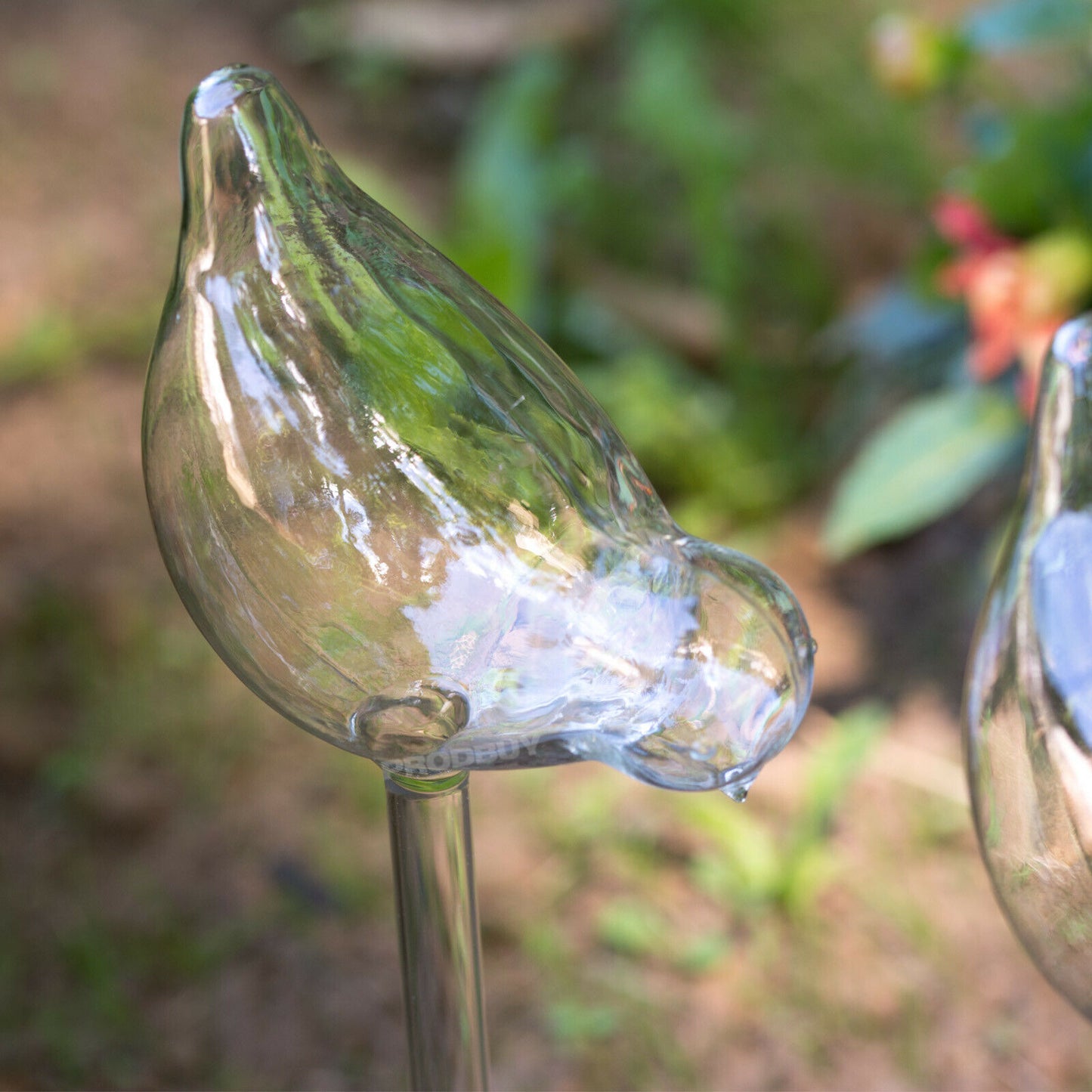 Set of 4 Glass Bird Garden Watering Sticks