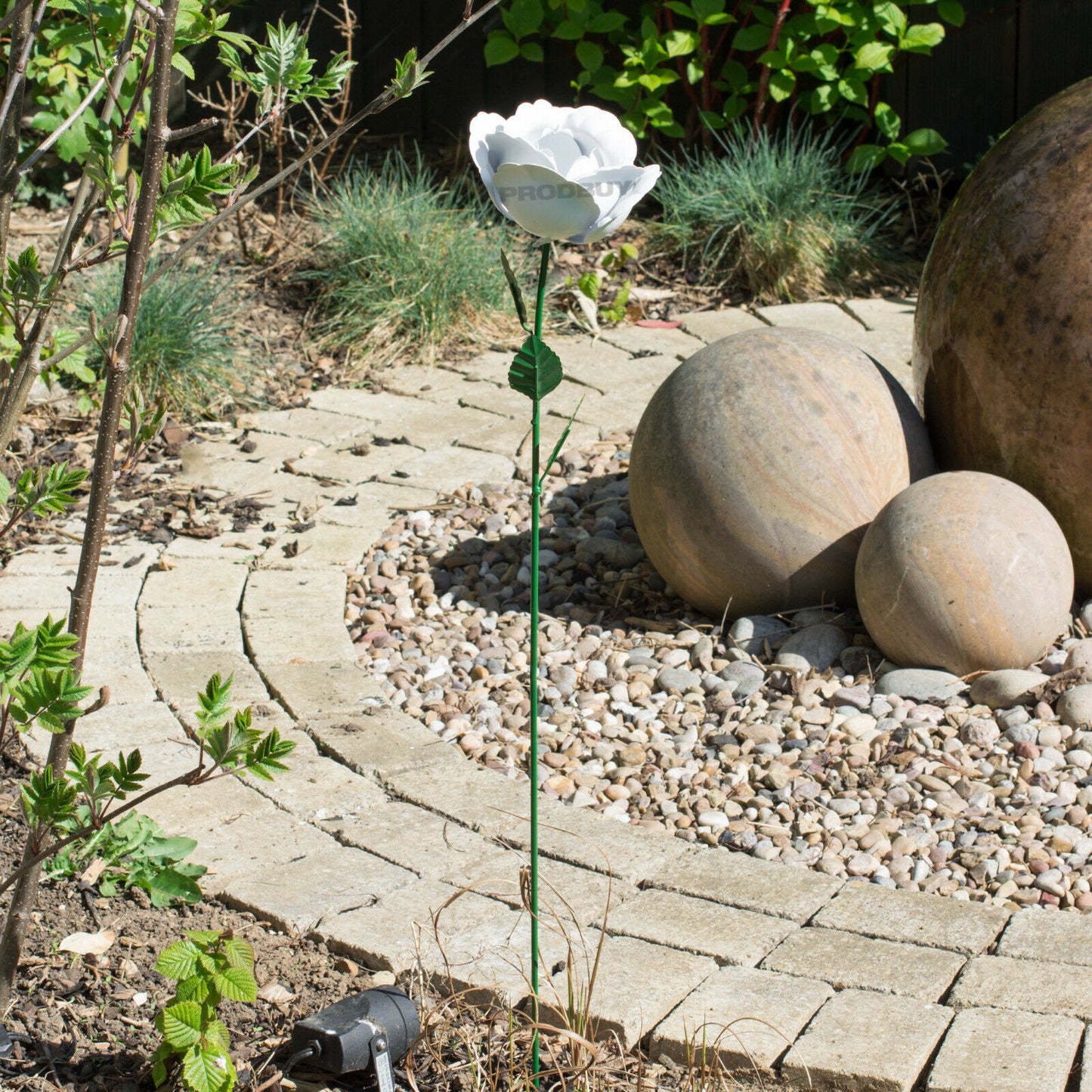 Large 83cm Rose Flower Garden Stake Metal Ornament