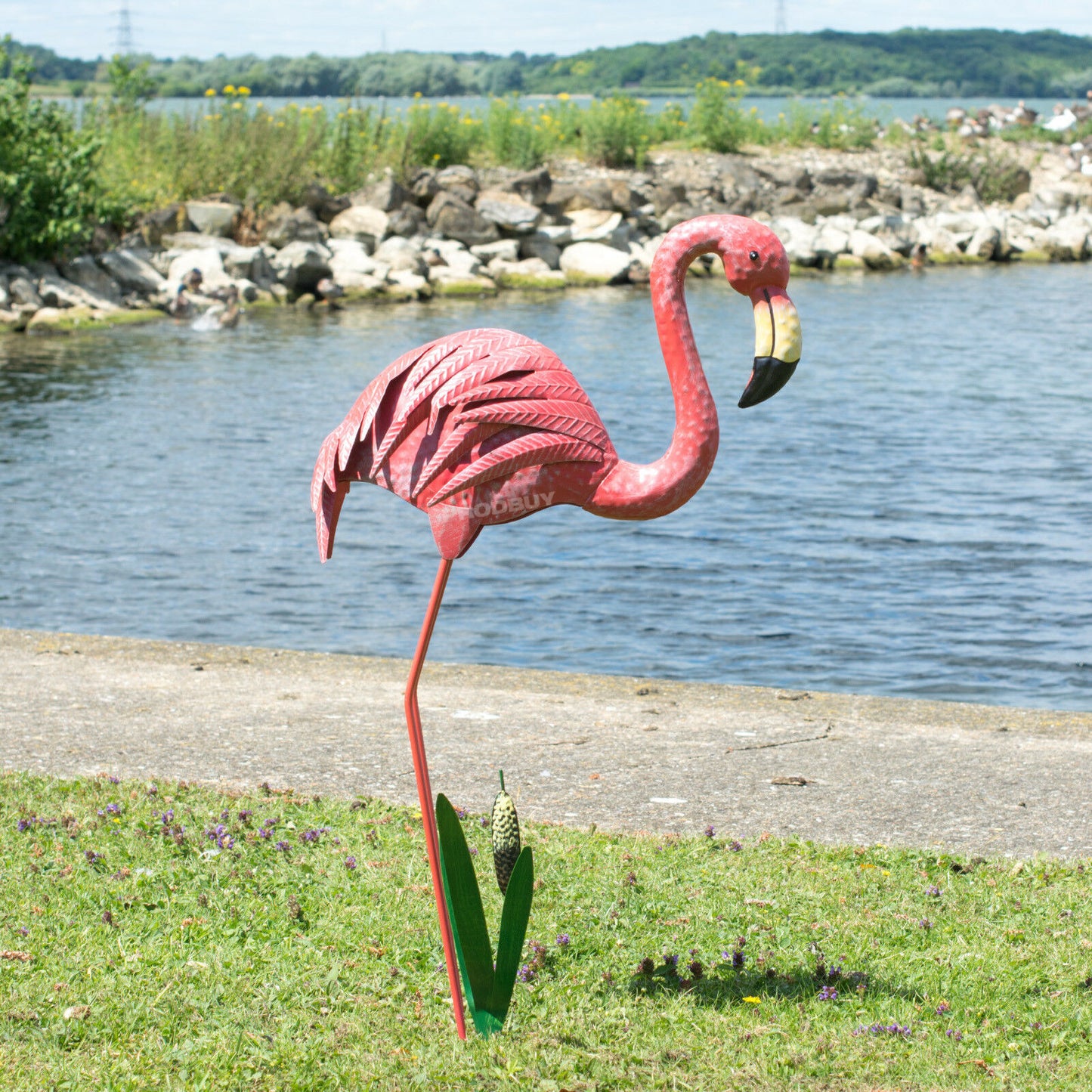 Metal Pink Flamingo Outdoor 72.5cm Garden Ornament