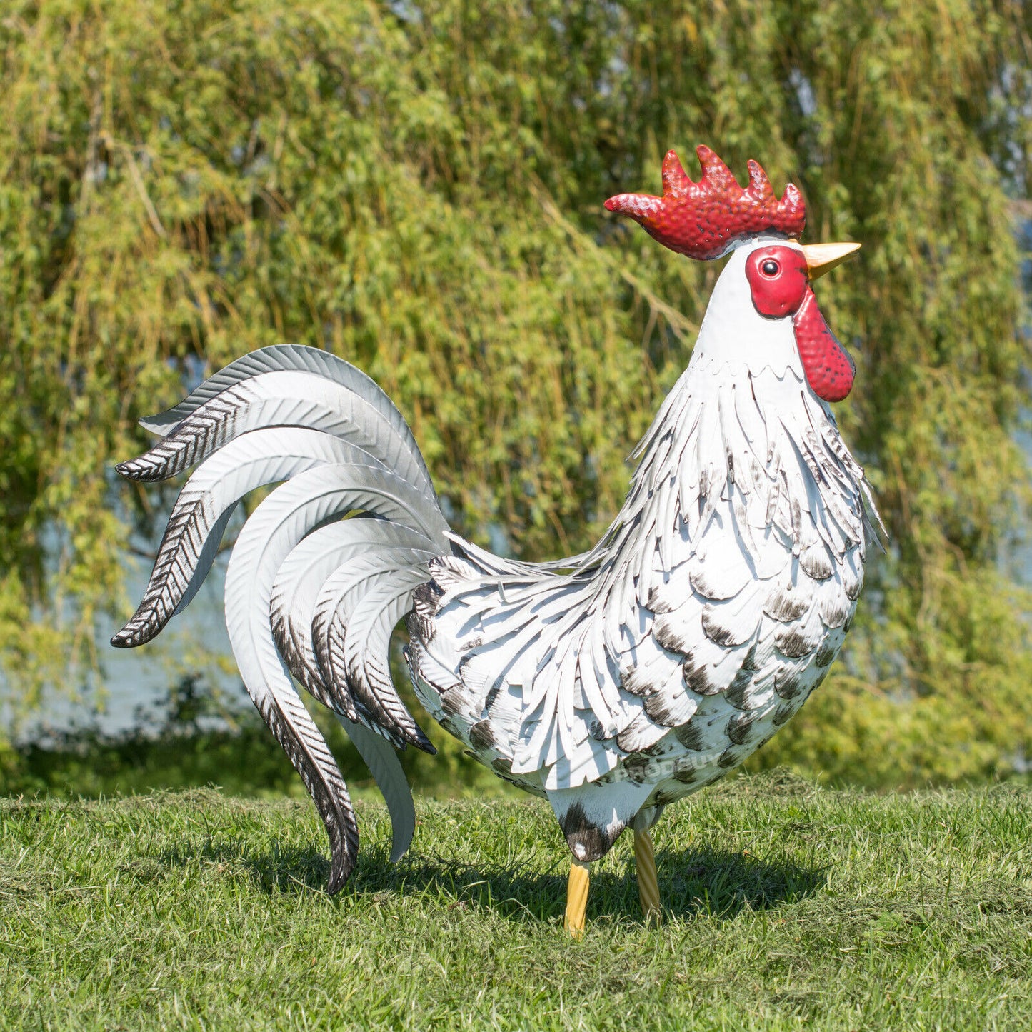 Large Metal Chicken Ornament Garden Rooster Sculpture