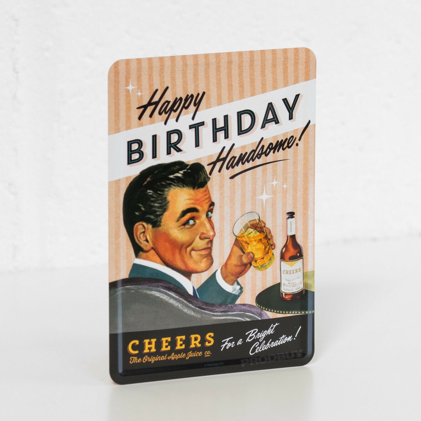 Small 'Happy Birthday Handsome' Metal Wall Sign