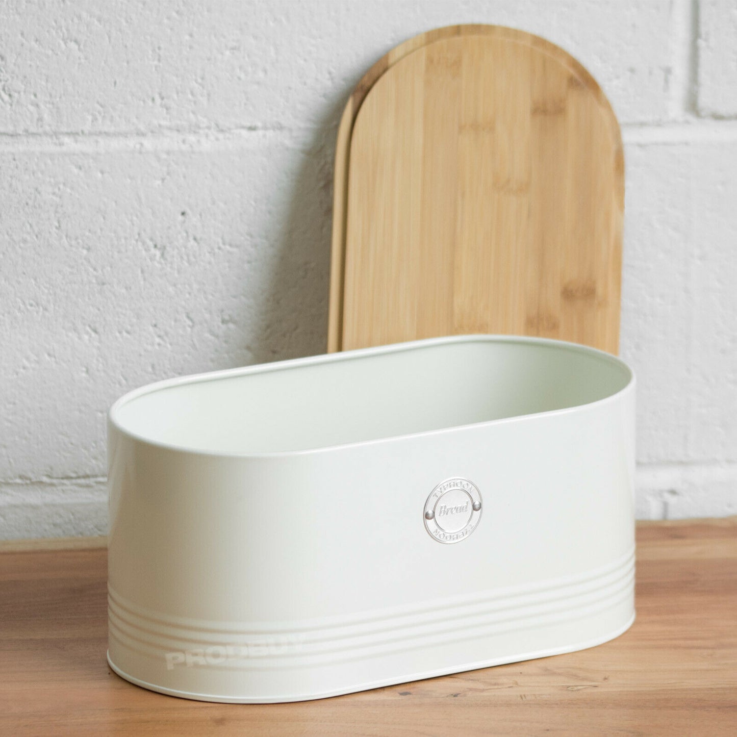 Cream Retro Metal Bread Storage Bin Crock