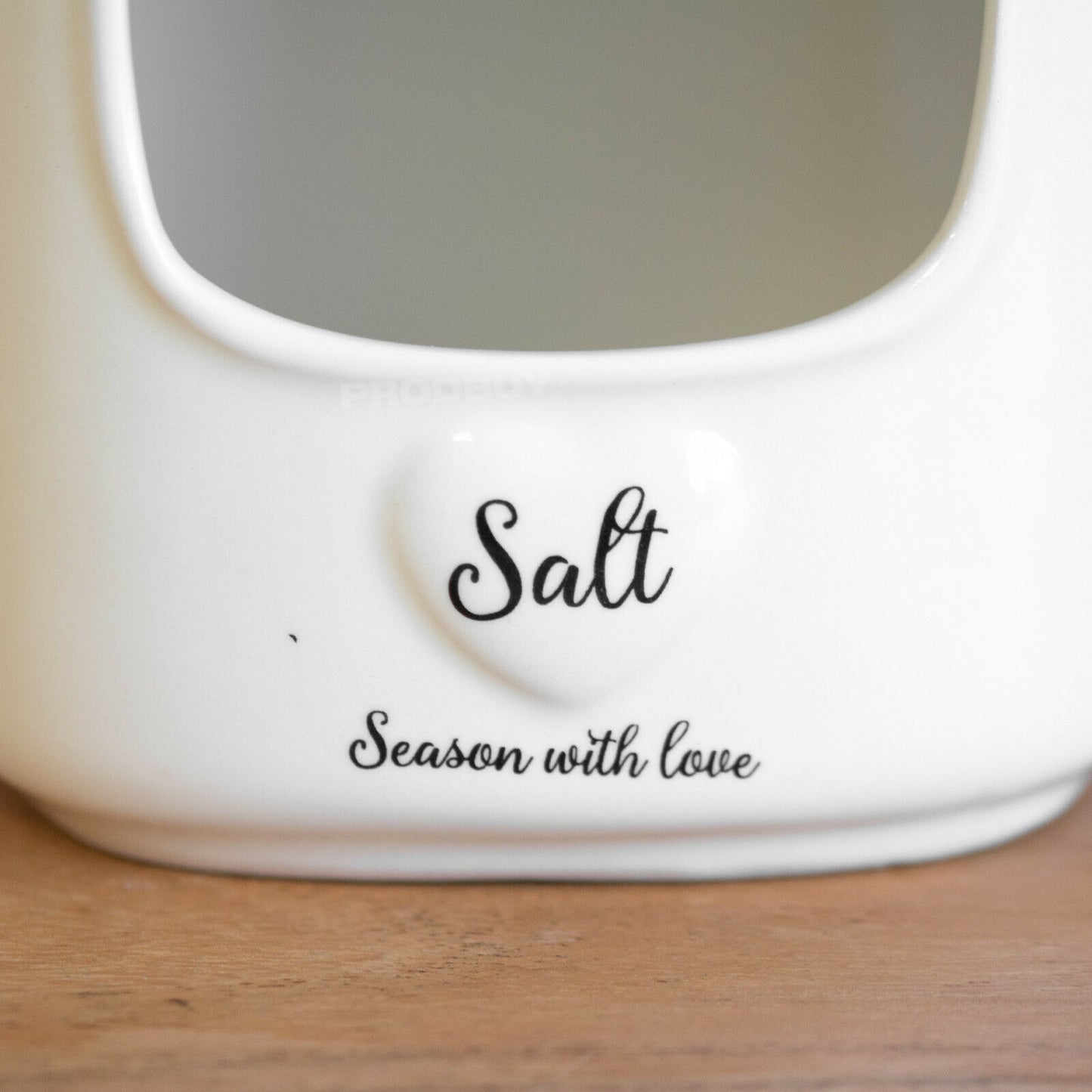 White Love Heart Salt Pig Kitchen Storage Jar