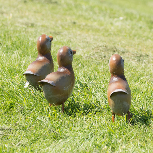 Set of 3 Metal Baby Ducklings 17cm Garden Ornaments