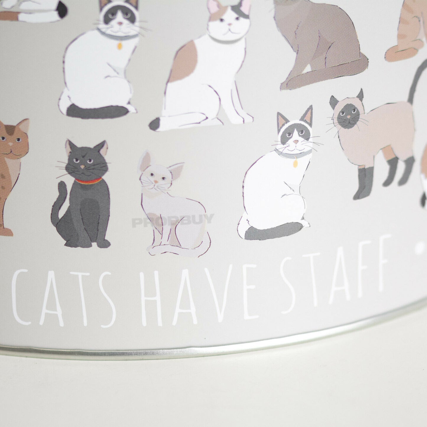 Grey Round Cat Treat Storage Tin Biscuit Barrel