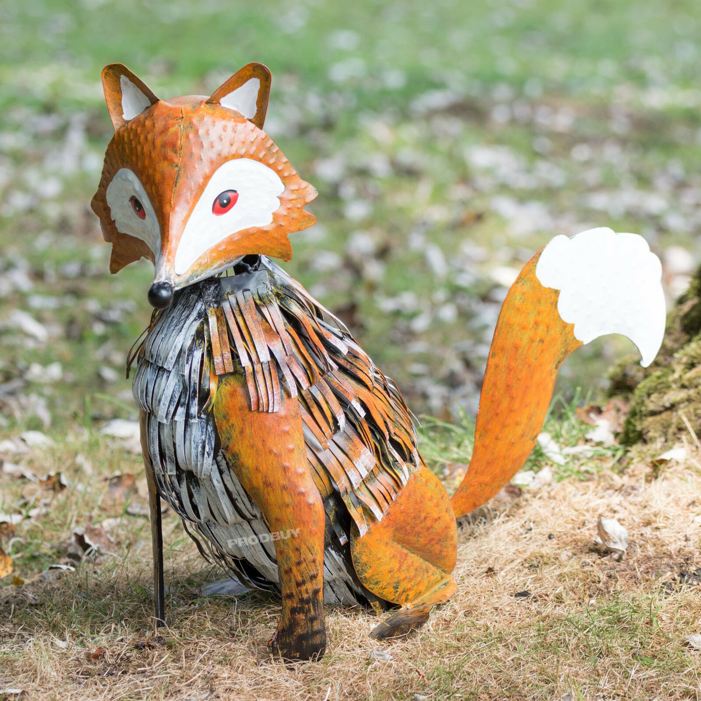 Large Metal Nodding Fox Garden Ornament
