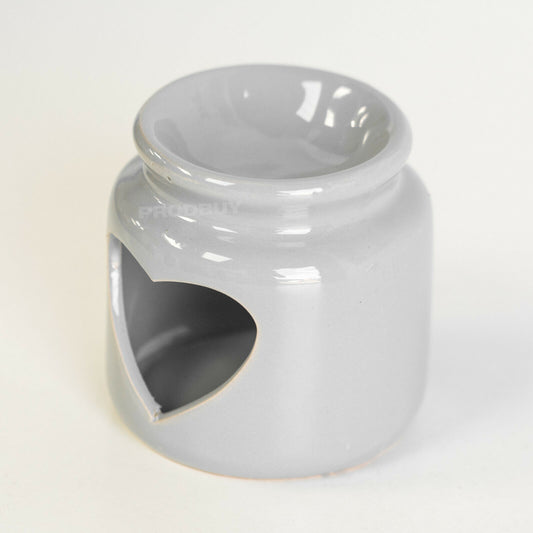 Set of 2 Grey Heart Tealight Candle Oil Burners