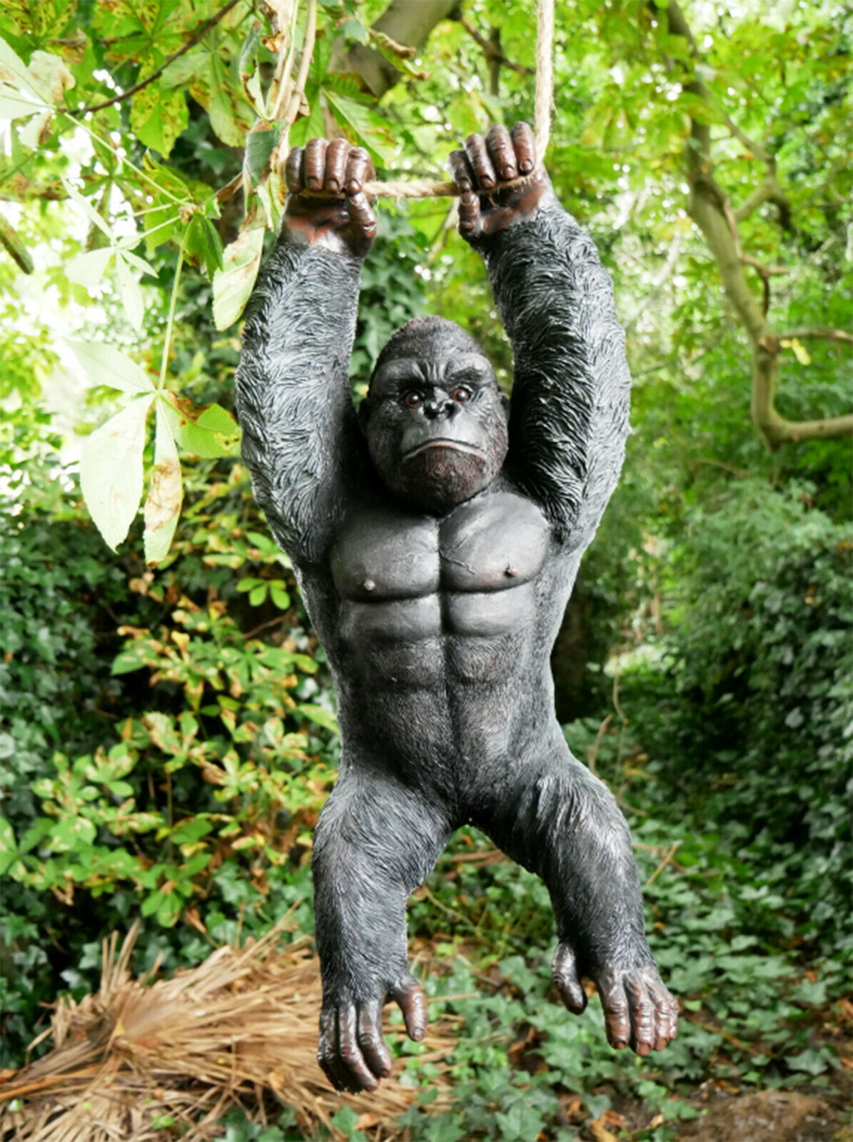 Hanging Black Gorilla Garden Rope Swinging Ornament