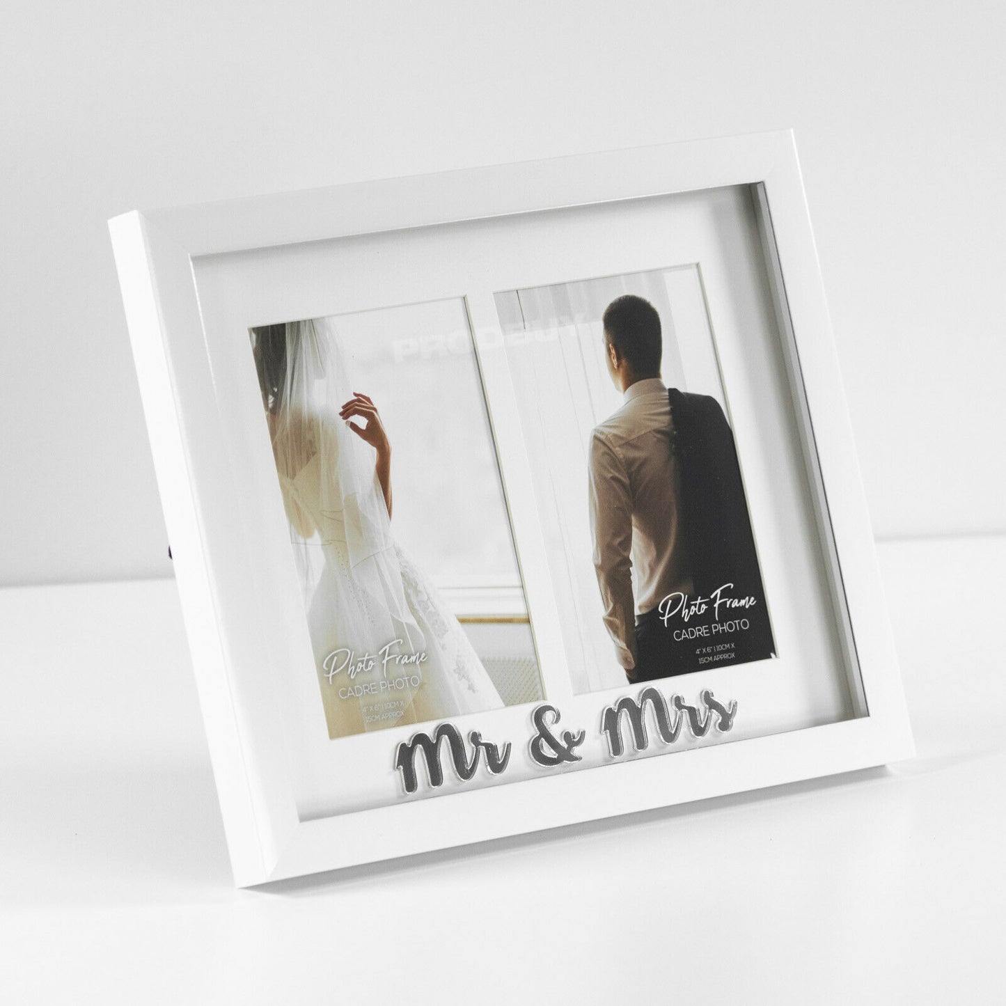 White Mr & Mrs Double Photo Frame 4x6 Multi Picture