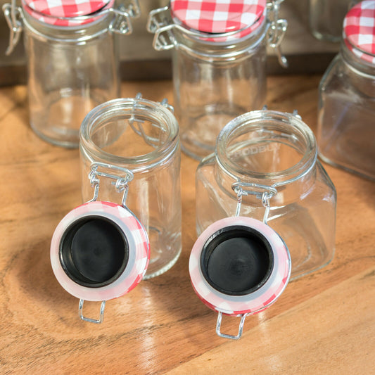 Set of 12 Small Spice Jars 90ml Clip Top