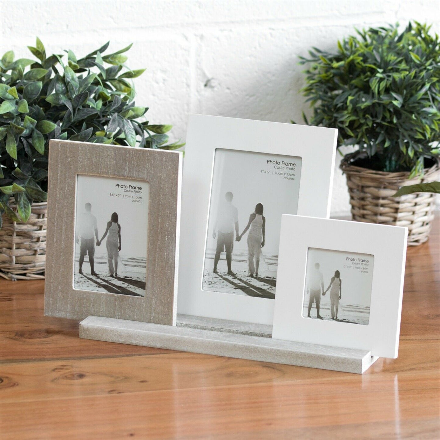 Triple 3 Photo Free-Standing Wooden Multi Picture Frame