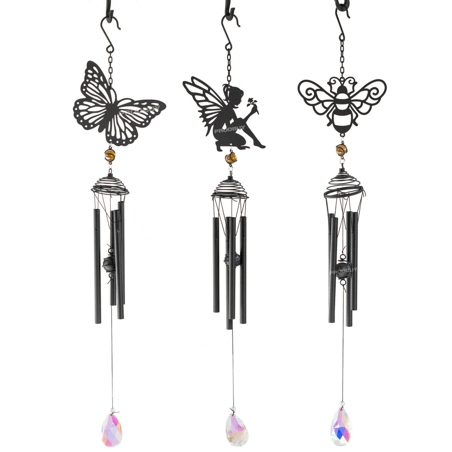 Black Silhouette Metal Wind Chimes Unique Outdoor Garden