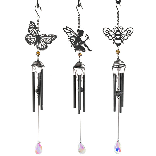 Black Silhouette Metal Wind Chimes Unique Outdoor Garden