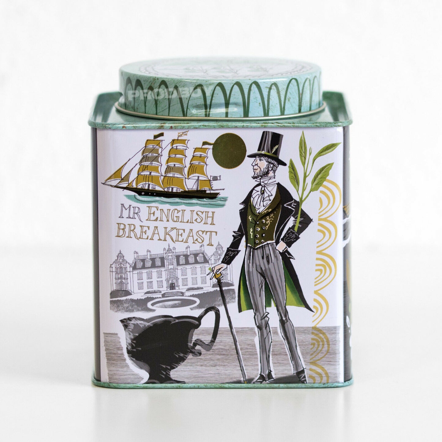 Georgian Themed Metal Tea Caddy Storage Tin