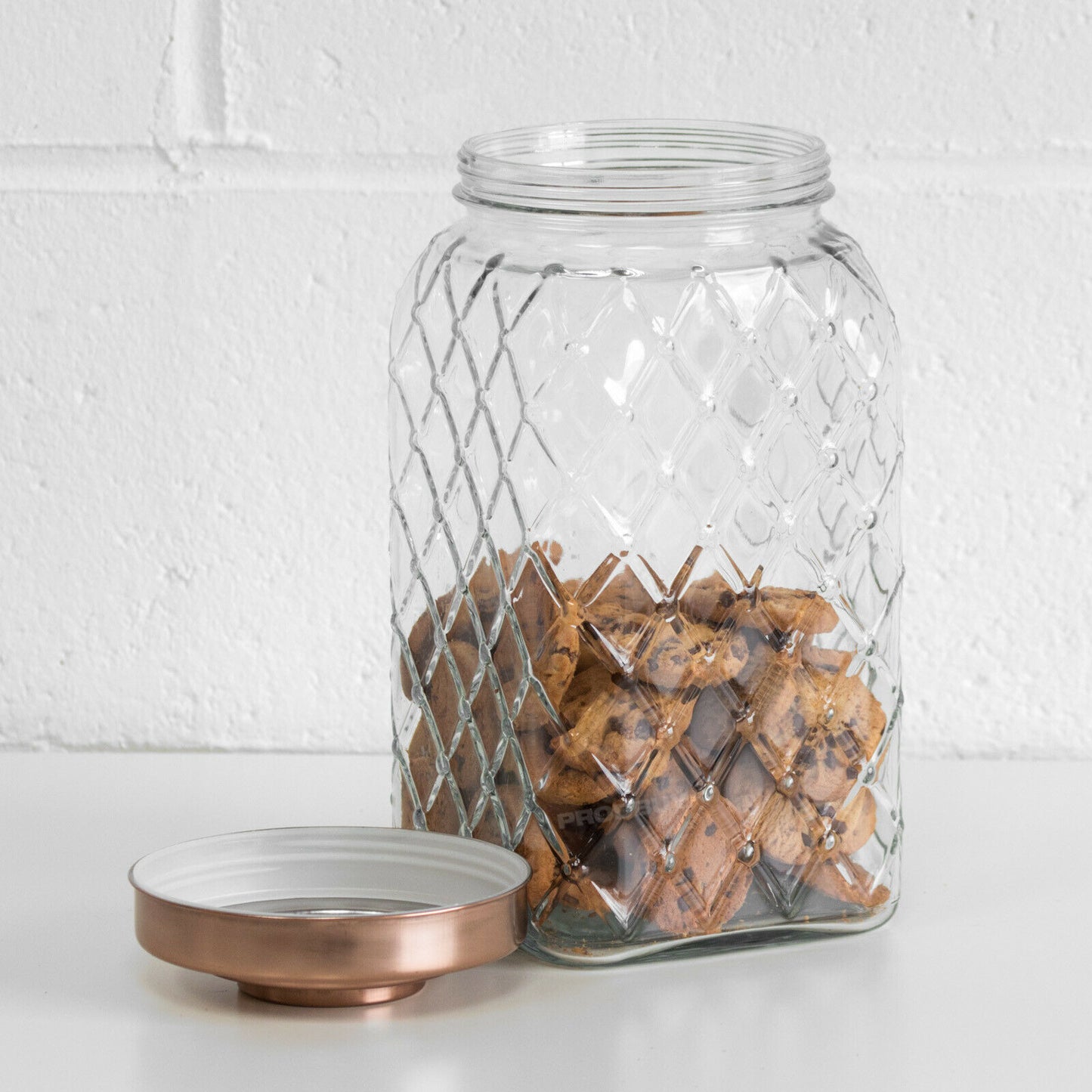 Large 3.4 Litre Copper Lid Glass Food Storage Jar
