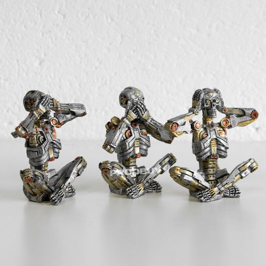 3 Wise Steampunk Skeleton Ornaments See Speak Hear No Evil