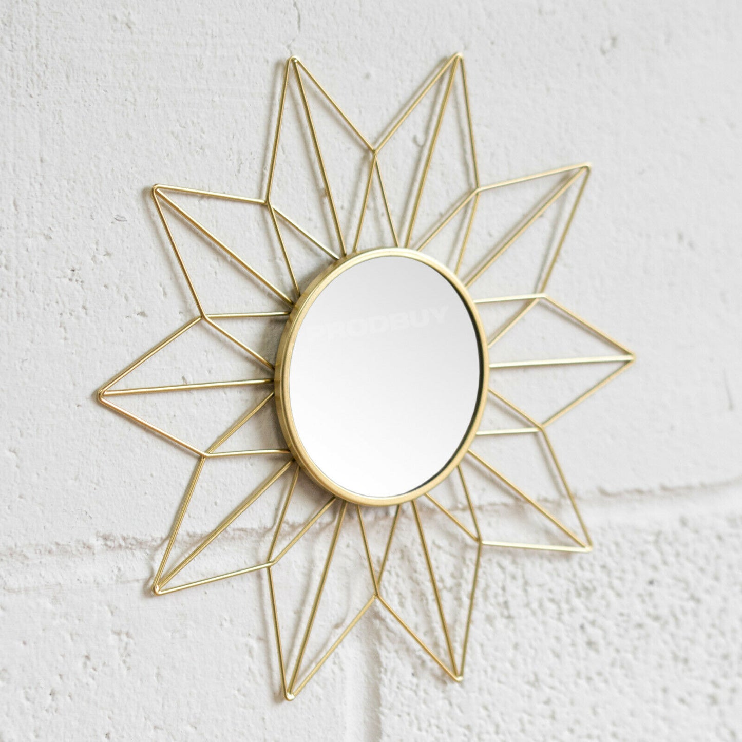 Set of 3 Small Gold Frame Glass Wall Mirrors