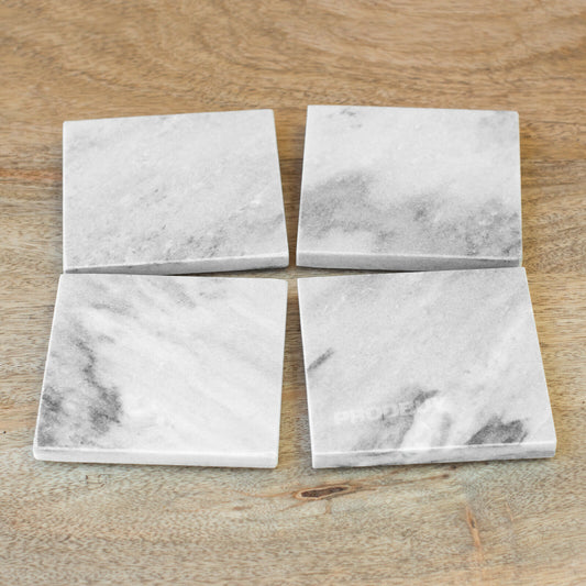 Set of 4 Square Grey Marble Coasters