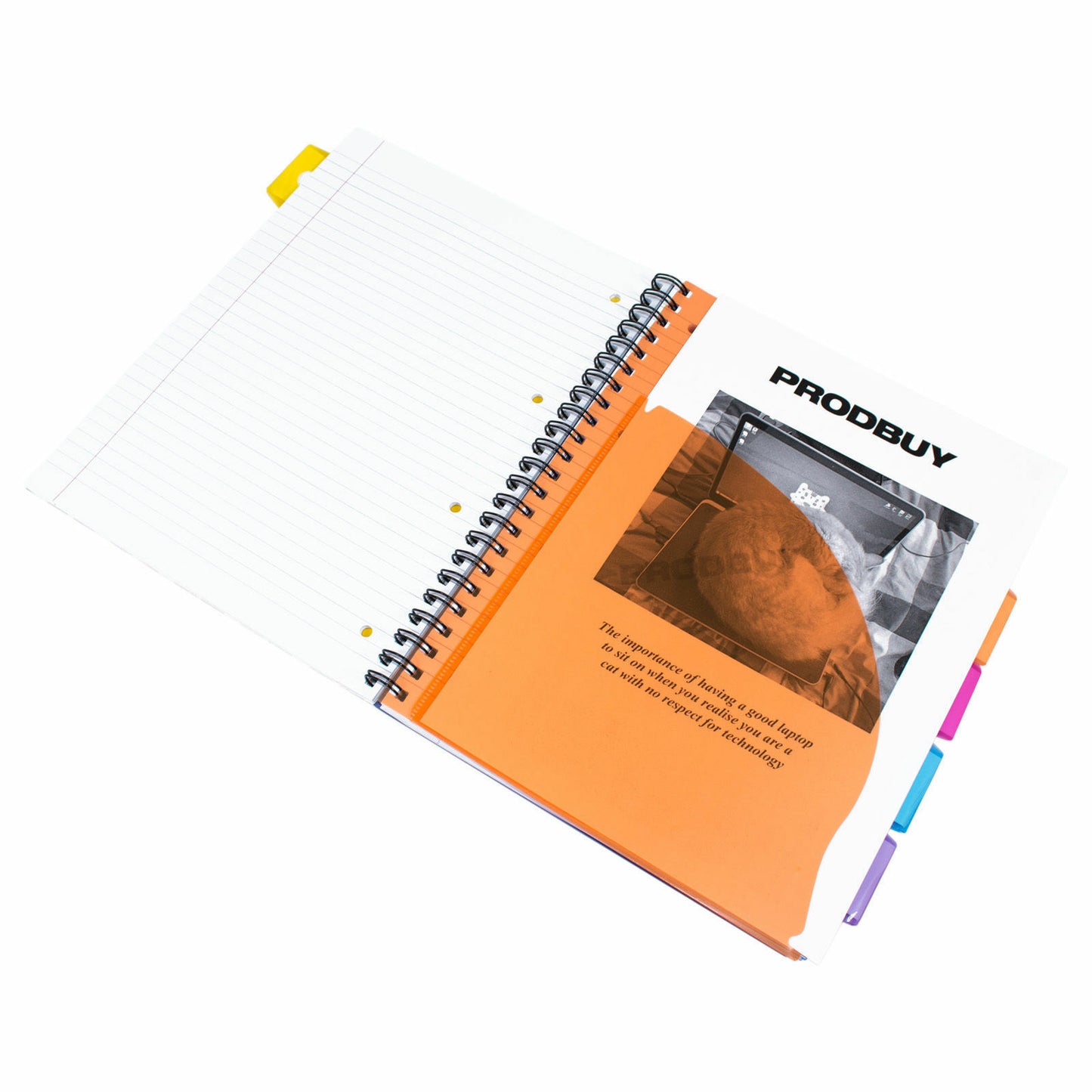 A4 Spiral Tabbed Indexed Project Book Lined Paper Notebook
