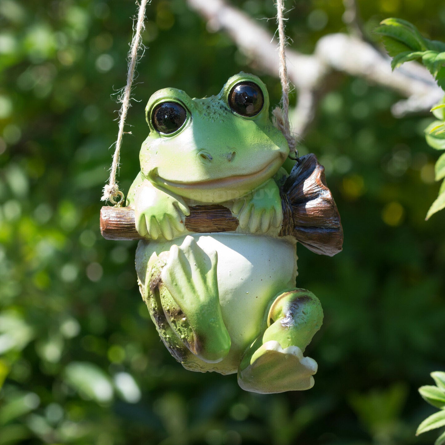 Hanging Frog Rope Swing Garden Ornament