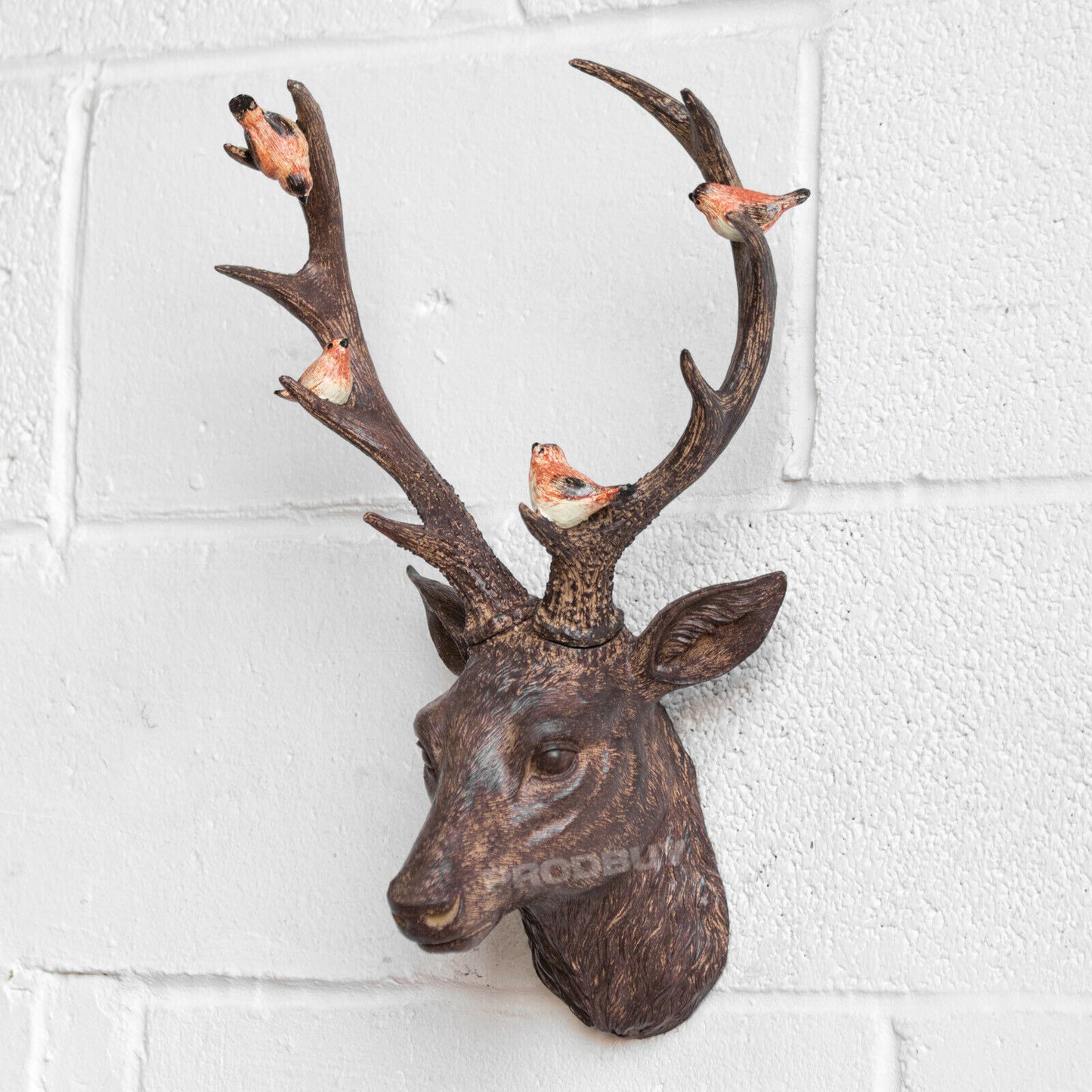 Stag Head with Birds Wall Mounted Reindeer Ornament