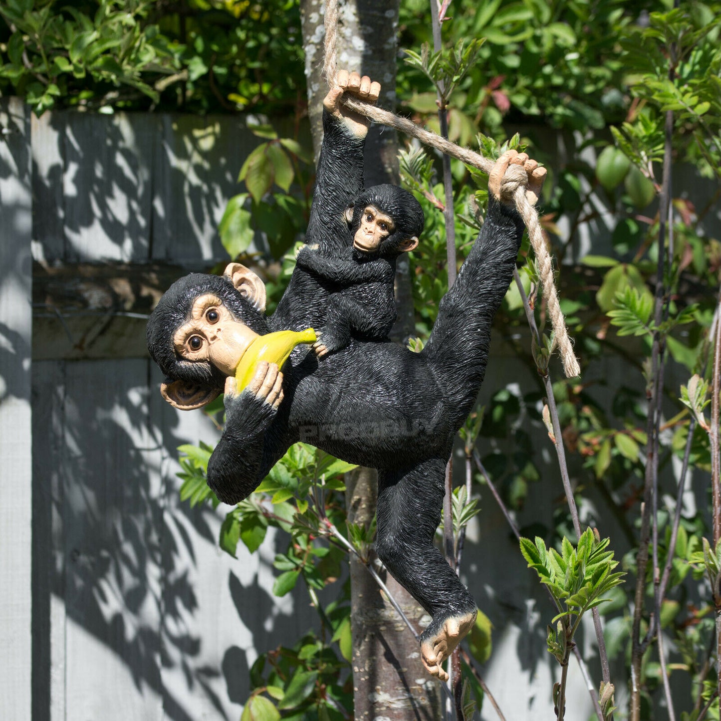 Rope Hanging Black Monkey With Baby Garden Tree Ornament