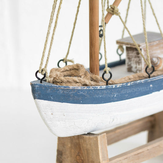 Wooden Sailboat Ornament 39cm Trawler Boat Model