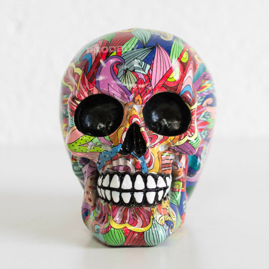 Psychedelic Skull 12cm Small Colourful Hippy Ornament