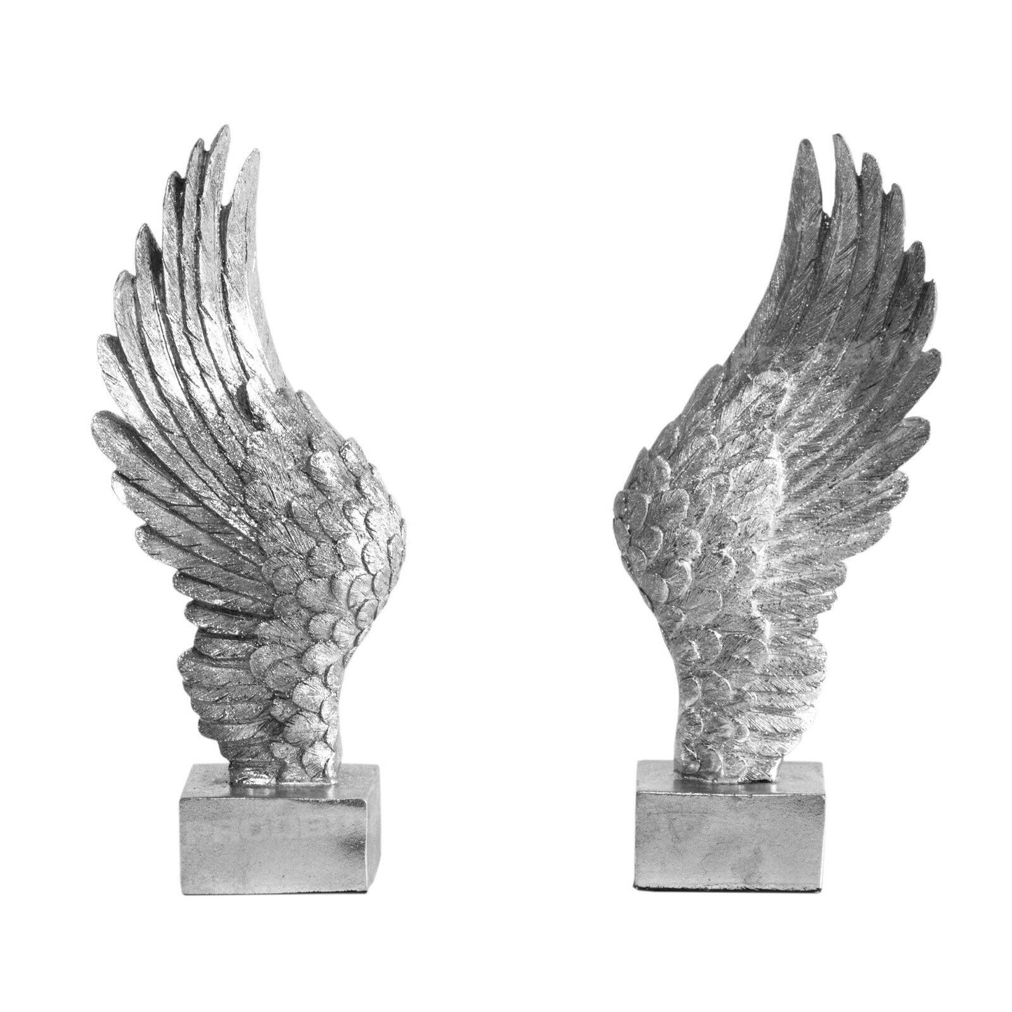 Large Silver 10" Pair of Angel Wings Bookends