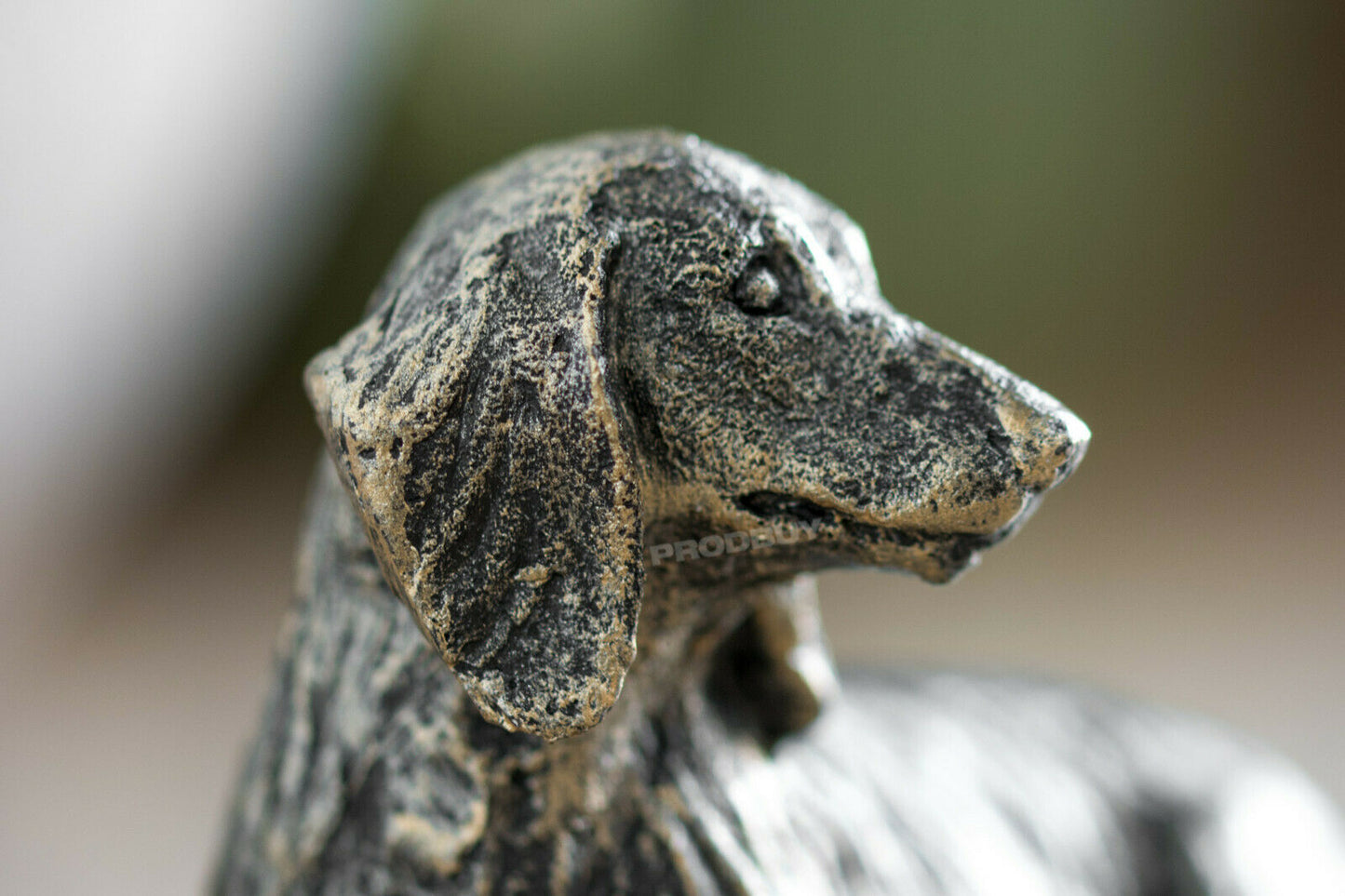 Small 7cm Sitting Dachshund Ornament Aged Bronze Appearance