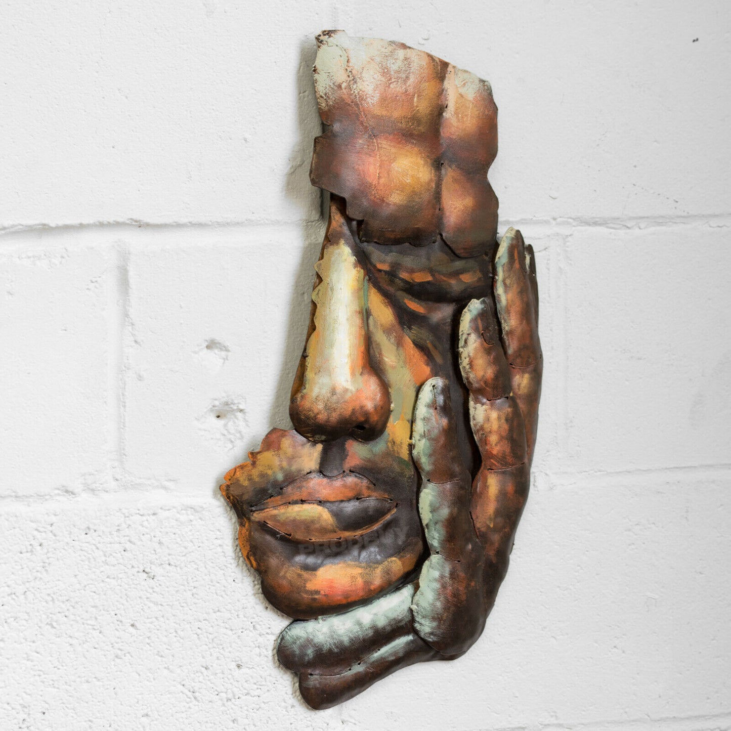 Face of Man Large Metal Wall Art 59cm Abstract Decoration