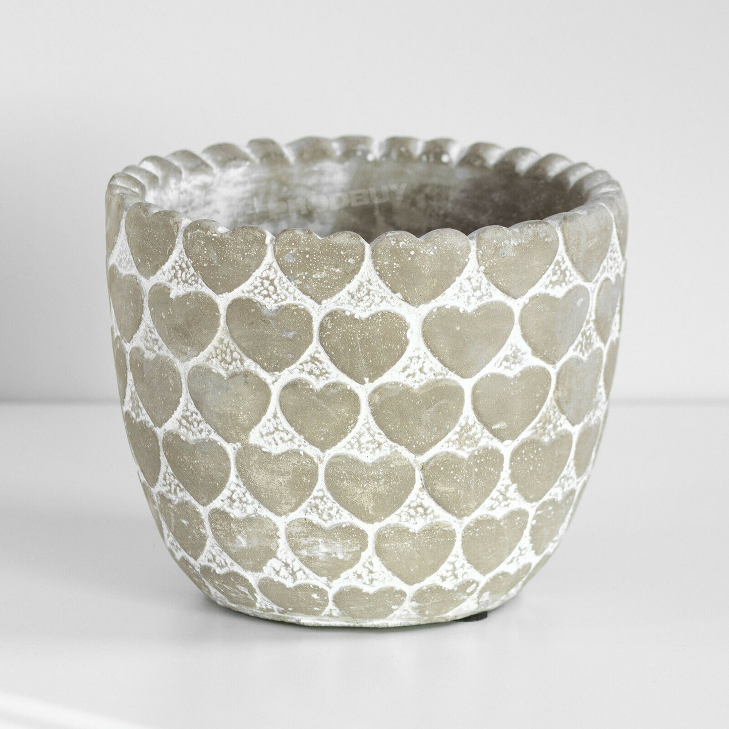 Grey Hearts Cement Plant Pot Small 15cm 1L