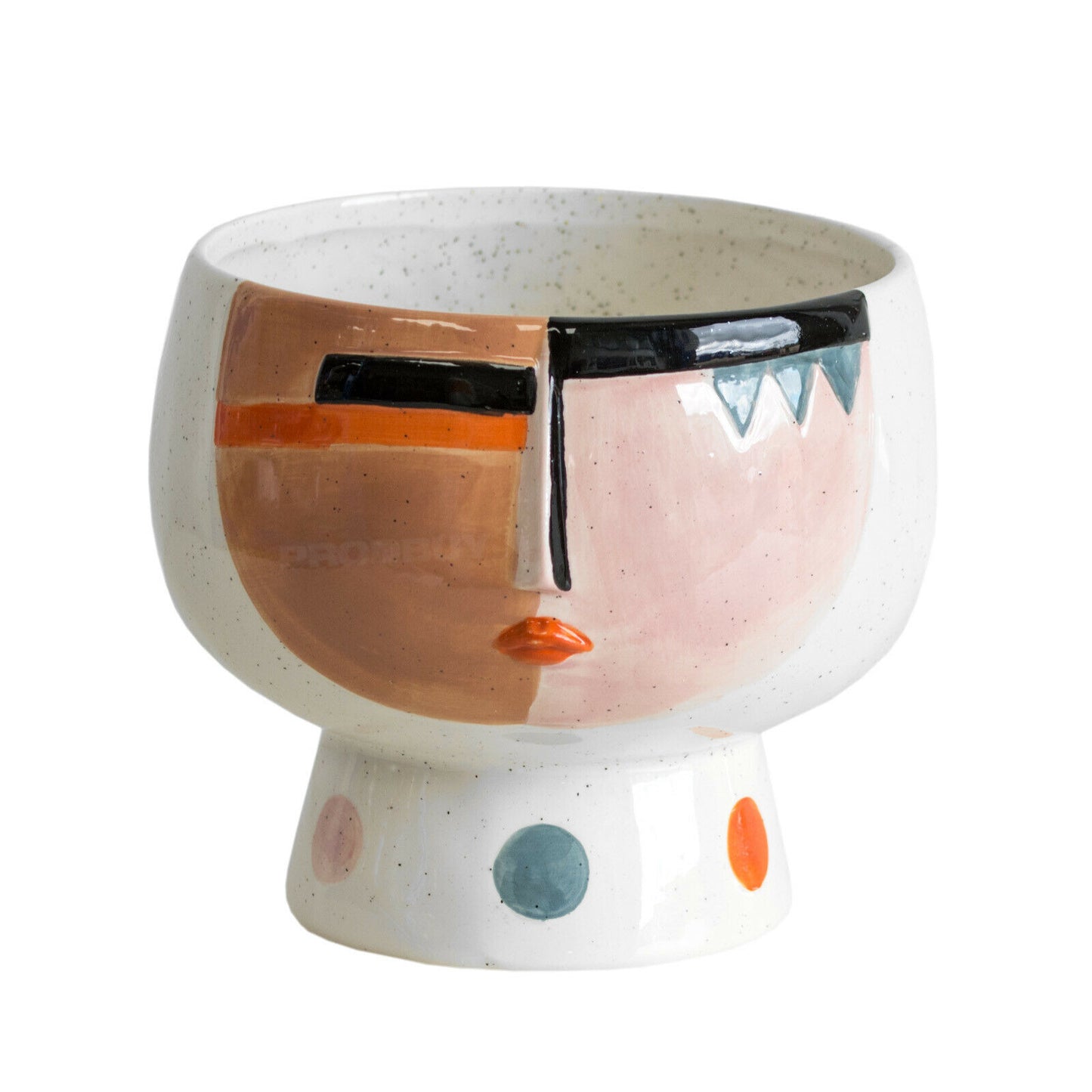 Abstract Face Ceramic Planter Flower Bowl Plant Pot
