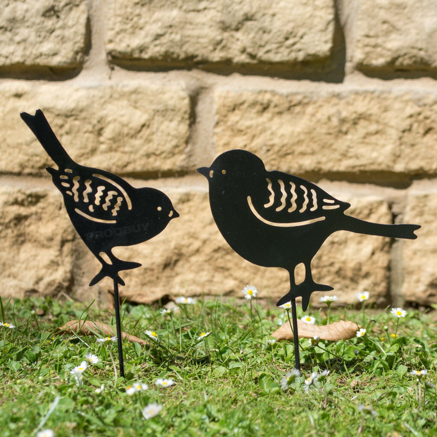 Set of 2 Black Metal Birds Garden Stake Silhouette Ornaments