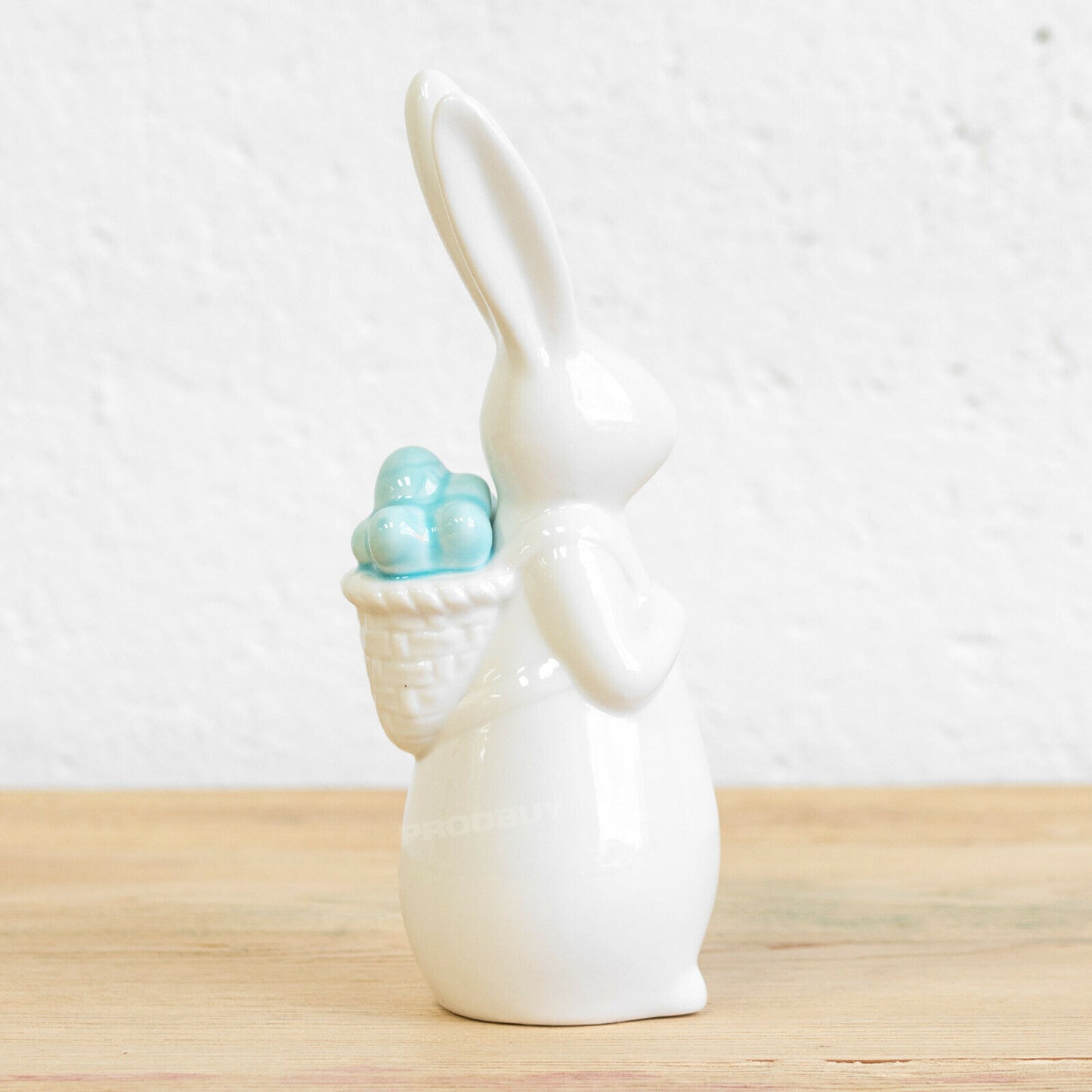 White Porcelain Rabbit with Blue Eggs 18cm Ornament