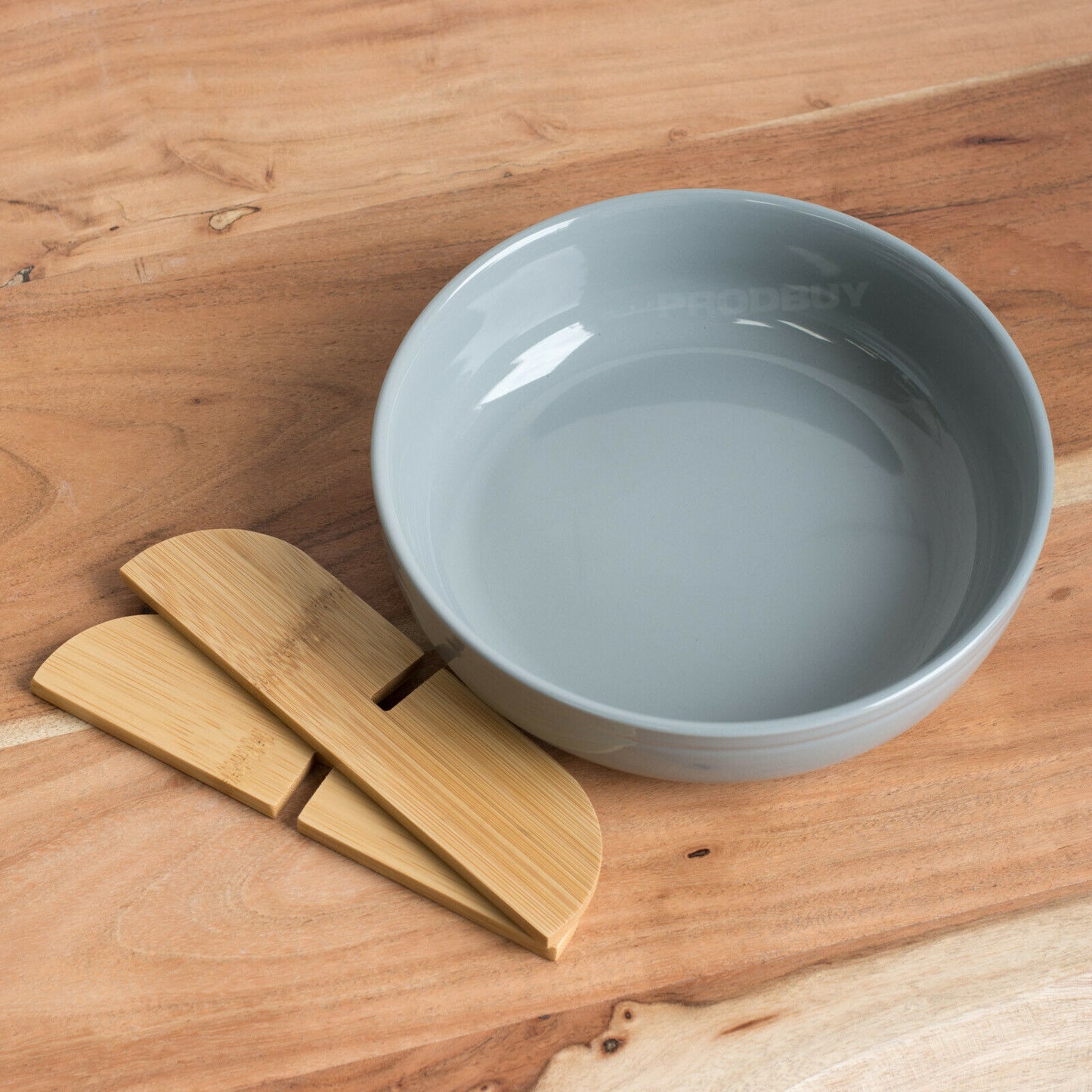 Typhoon Grey Serving Dish with Bamboo Dividers Chip & Dip Crisp Snack Bowl