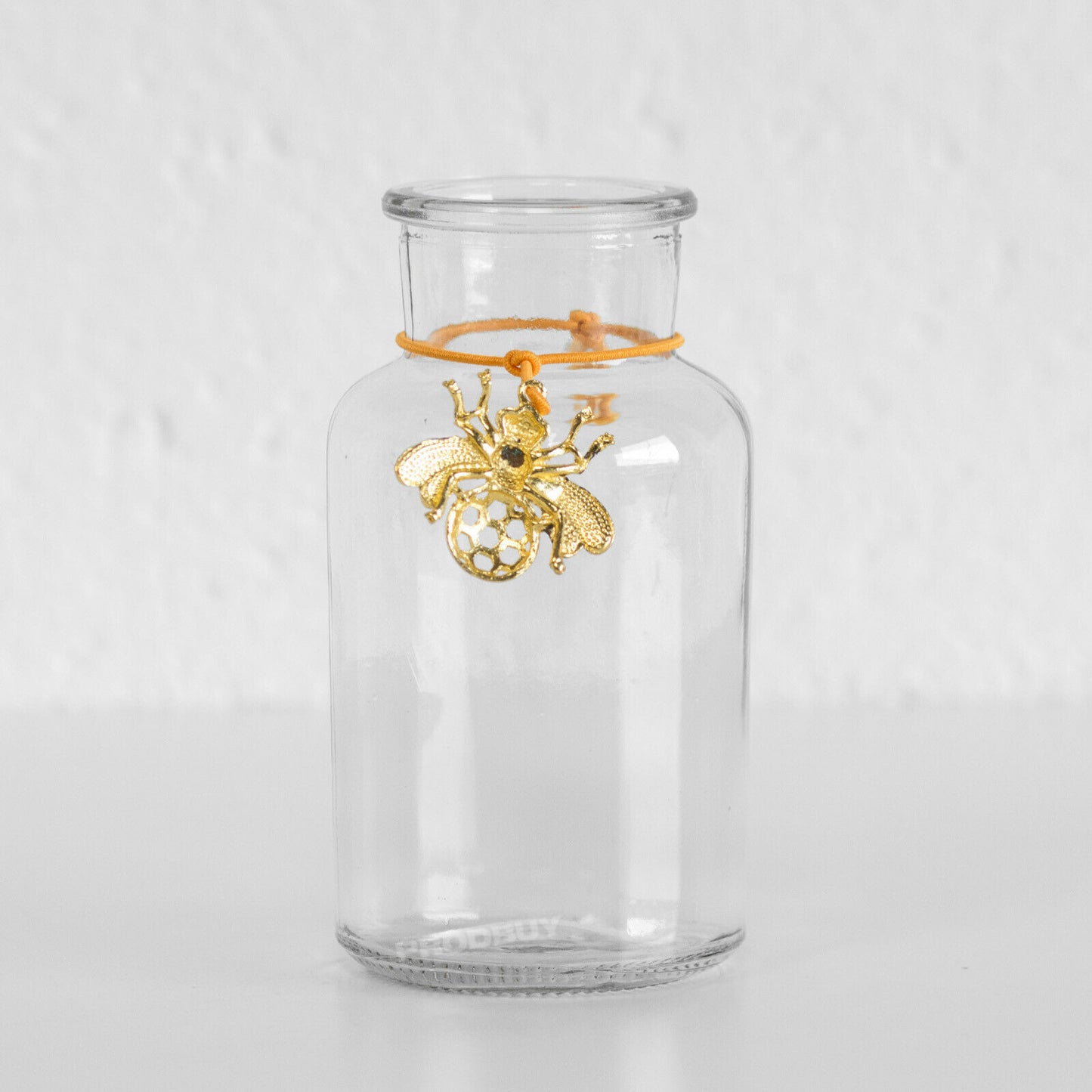 Gold Bee Charm Small Glass Bud Vase