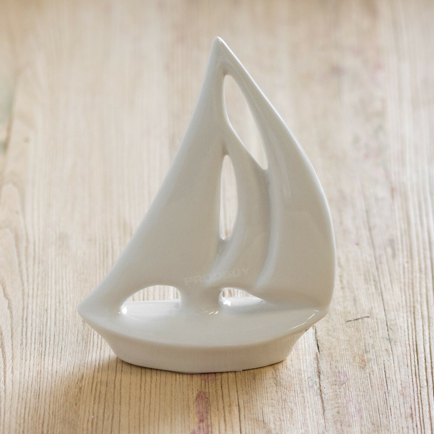 White Sailing Boat 20cm Ceramic Ornament