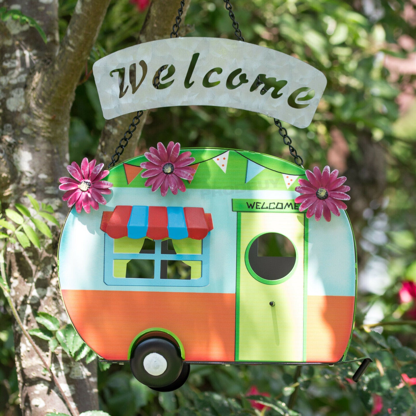 'Welcome' Caravan Tree Hanging Bird House